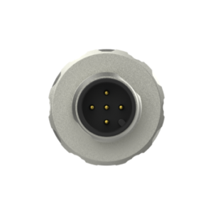 M12, male, straight, A-coded, 5-pos., shielded, metal housing, screw terminal