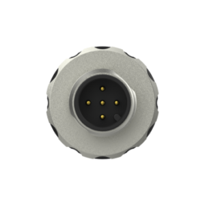 M12, male, straight, A-coded, 5-pos., unshielded, plastic housing, screw terminal