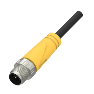 M12, male, straight, L‑coded, 5‑pos., unshielded, plastic housing, 2 m PVC cable