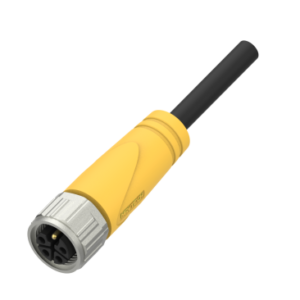 M12, female, straight, L‑coded, 5‑pos., unshielded, plastic housing, 2 m PVC cable