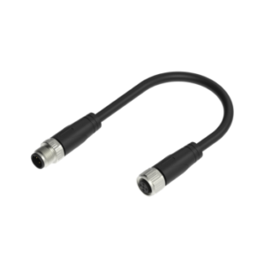 M12, Female to Male, Straight, 4-pin, Shielded, PVC cable, 2 m