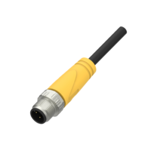 M12, male, straight, 4-pin, unshielded, PVC cable