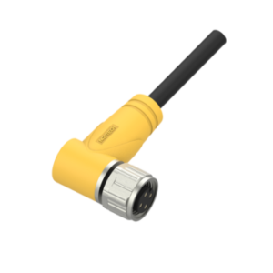 M12, female, angled, 4-pin, shielded, PVC cable