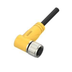 M12, female, angled, 5-pin, shielded, PVC cable, 2 m