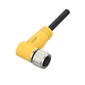 M12, female, angled, 8-pin, shielded, PVC cable, 2 m