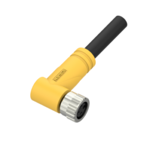 M8, female, angled, 3-pin, unshielded, PVC cable, 2 m