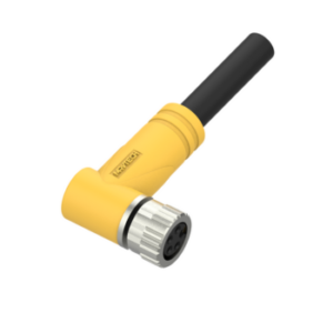 M8, female, angled, 4-pin, shielded, PVC cable, 2 m