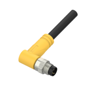 M8, male, angled, 3-pin, unshielded, PVC cable, 2 m